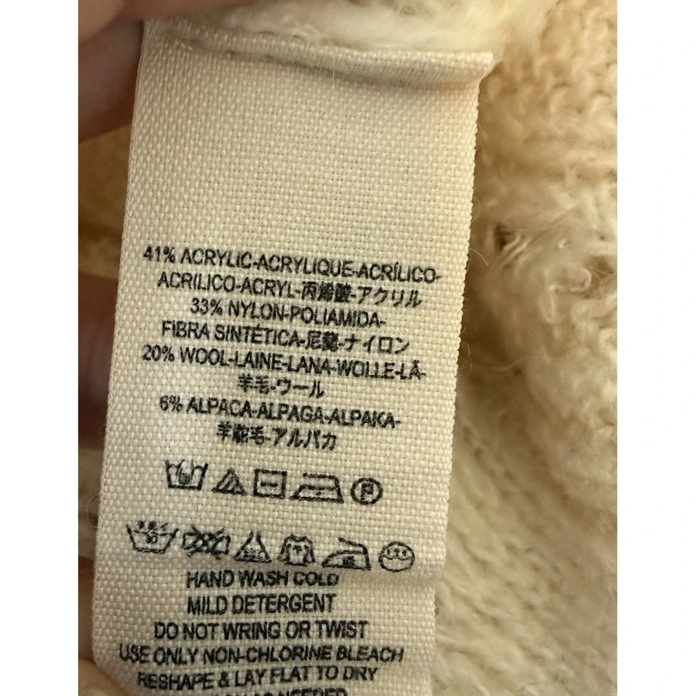 Free People Anita Distressed Cable Knit Sweater in Ivory Size Small
